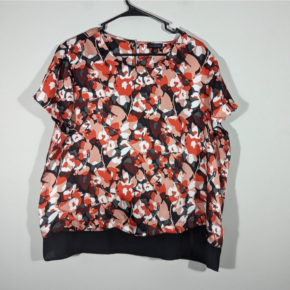 The Limited Blouse Plus Women Size XXL Red Black Short Sleeve Floral Nor…